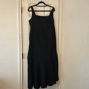 Anthropologie plus size flattering black midi dress
